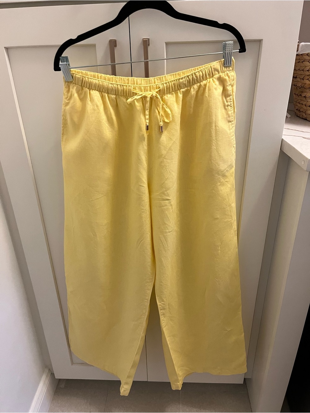 C&C California Sunlit Yellow Wide-Leg, linen, Drawstring Pants - Picture 2 of 4